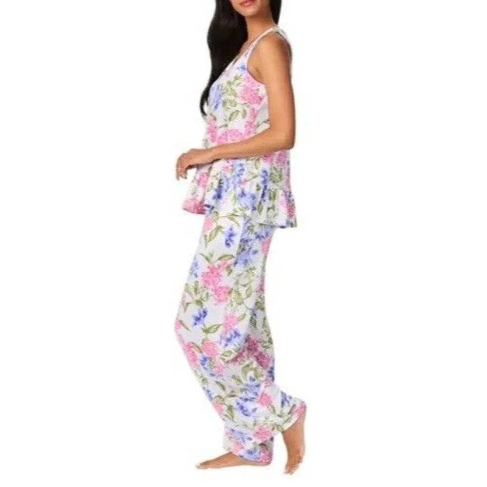 Tommy Bahama Women's Large 3-Piece Pajama Set White Lily Cluster Print NOWT